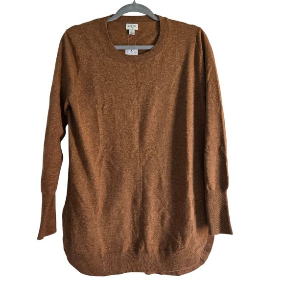 J.Crew NWT Crewneck Rounded Hem Bishop Sleeve Slit Side Tunic Sweater Size M - Picture 1 of 8